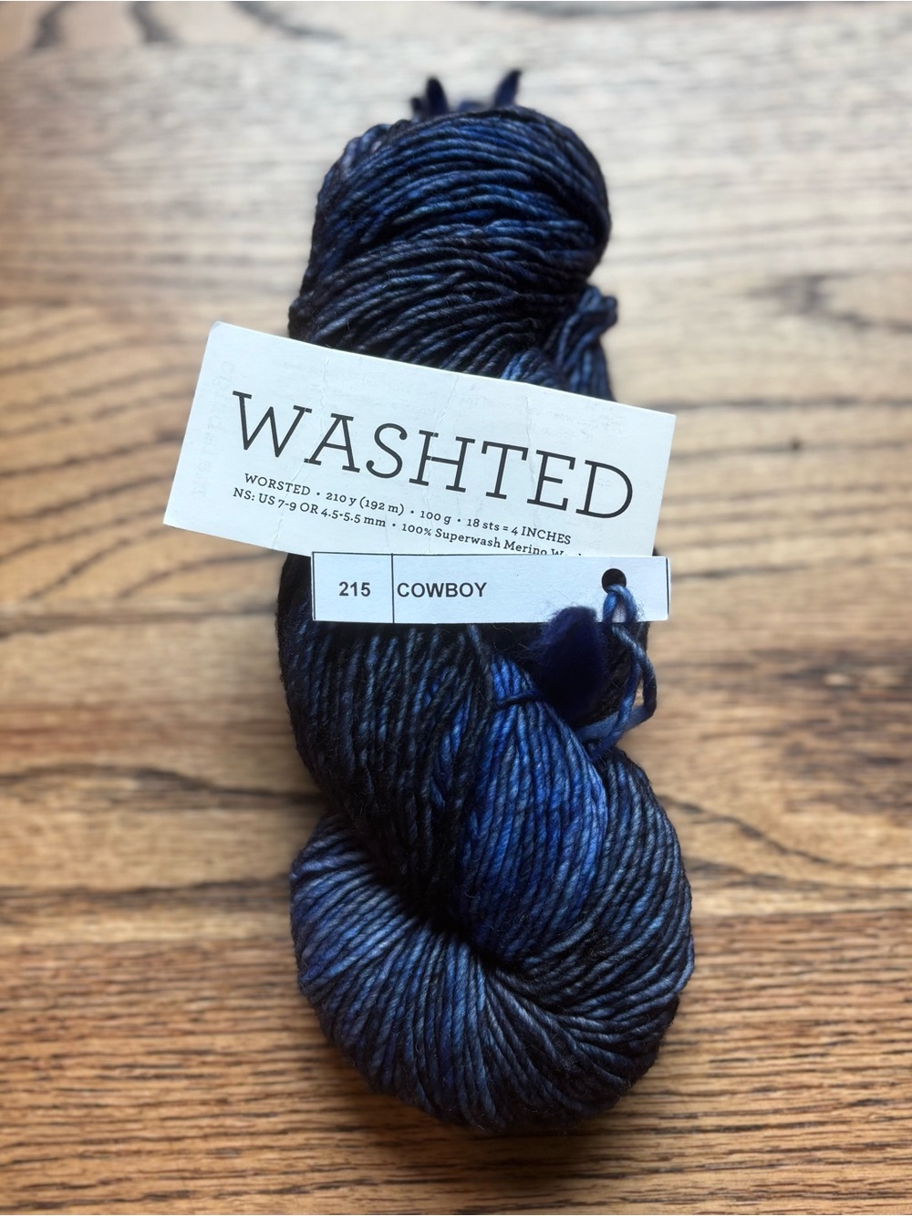 Malabrigo Yarn Washted 215 Cowboy Blue 100% SW Merino Wool Single Ply Knitting
